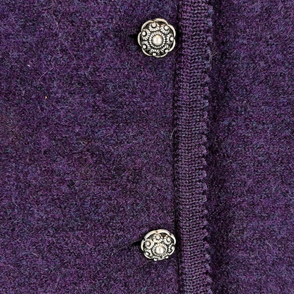 Vintage Geiger Austria Tyrol Boiled Wool Sweater Knit Blazer Purple 38 (US S/M) - Picture 7 of 13